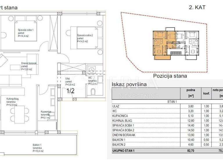 Wohnung zum Kauf 250.000 € 3 Zimmer 77 m² 2. Geschoss Nevidane, Pasman Dobropoljana, Nevidjane, Mrljane