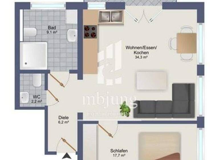 Wohnung zur Miete 735 € 2 Zimmer 70 m² Zell 56856