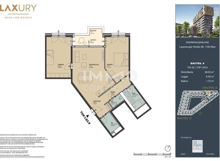 Wohnung zum Kauf - Erstbezug provisionsfrei 598.000 € 3 Zimmer 88,6 m² Wien 1100