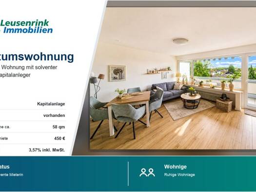 Wohnung zum Kauf 124.000 € 2,5 Zimmer 58 m² Eickel Herne 44651