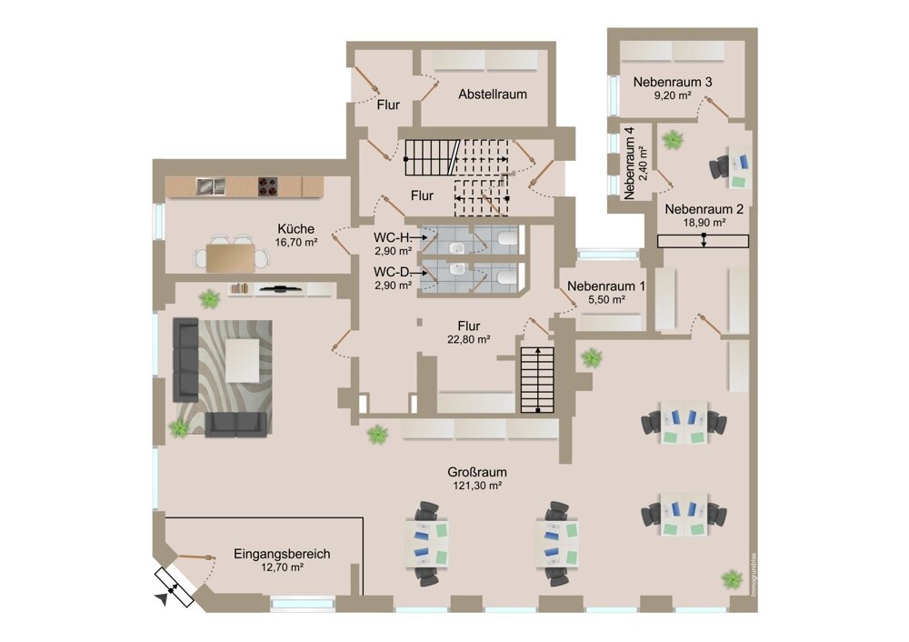 Bürofläche zur Miete 1.950 € 3 Zimmer 210 m²<br/>Bürofläche Innenstadt - Villingen Villingen-Schwenningen 78050