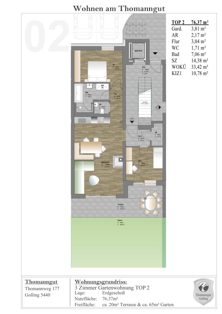 Wohnung zum Kauf provisionsfrei 549.000 € 3 Zimmer 76,4 m²<br/>Wohnfläche EG<br/>Geschoss Golling an der Salzach 5440