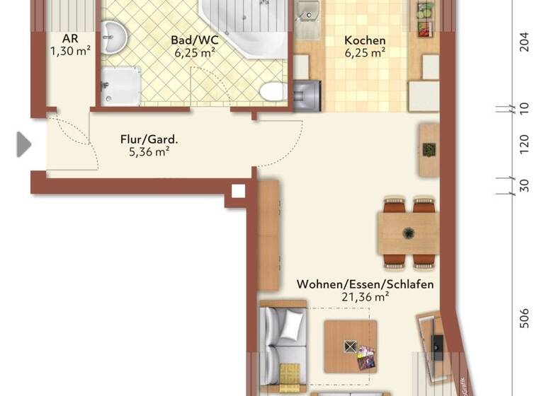Wohnung zum Kauf 142.000 € 1 Zimmer 40,5 m²<br/>Wohnfläche Dachgeschoss, 3.<br/>Geschoss Wöhrd Nürnberg 90489