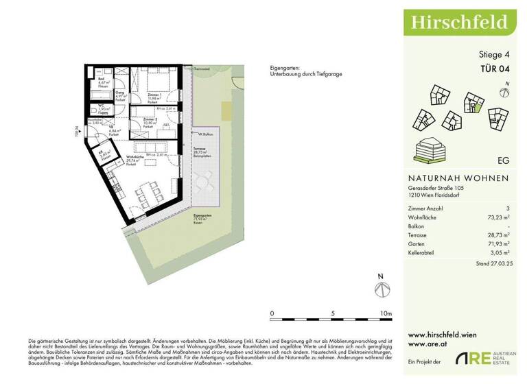 Wohnung zum Kauf - Erstbezug 474.500 € 3 Zimmer 73,2 m² EG Wien 1210