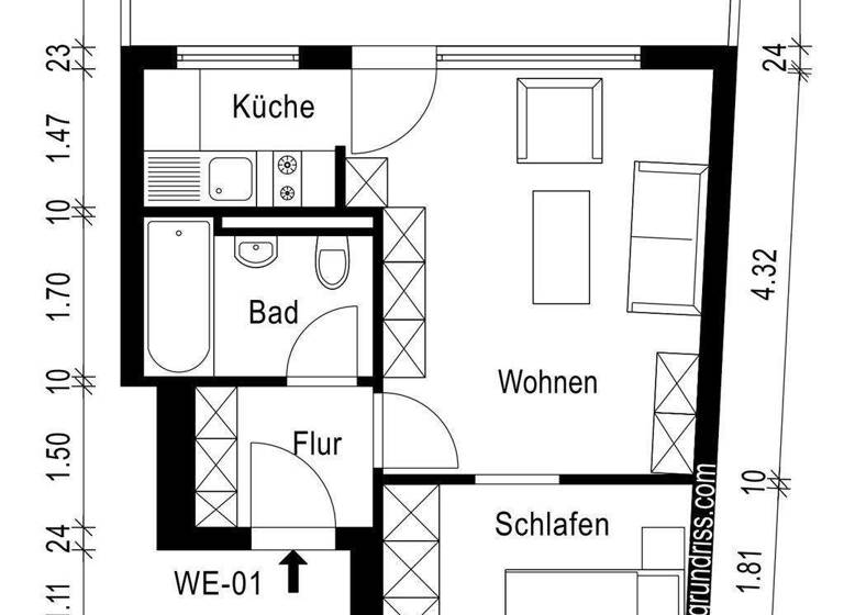 Wohnung zum Kauf als Kapitalanlage geeignet 187.330 € 1,5 Zimmer 36,4 m² Galgenhof Nürnberg 90461