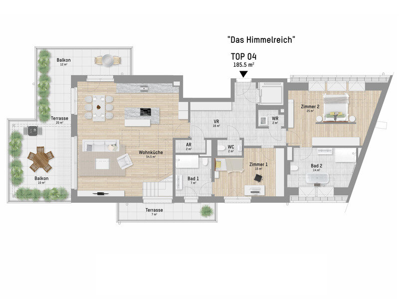 Penthouse zum Kauf 2.499.900 € 4 Zimmer 185,5 m²<br/>Wohnfläche Cherubinistraße 22 Wien 1220