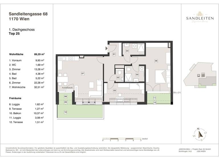 Wohnung zum Kauf - Erstbezug 849.000 € 2 Zimmer 89,3 m² 5. Geschoss Wien,Hernals 1170