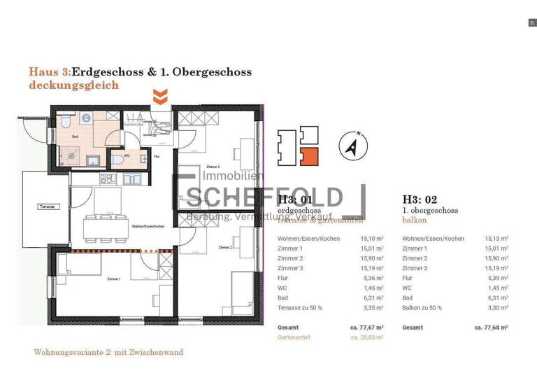 Wohnung zum Kauf - Erstbezug provisionsfrei 407.900 € 4 Zimmer 77,7 m² EG Felsengartenstraße 22 Biberach Biberach an der Riß 88400