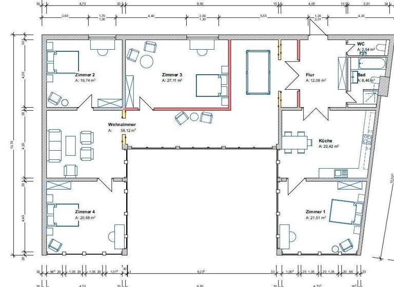 Penthouse zur Miete 2.300 € 5 Zimmer 200 m² 3. Geschoss Offenbach am Main Offenbach 63065