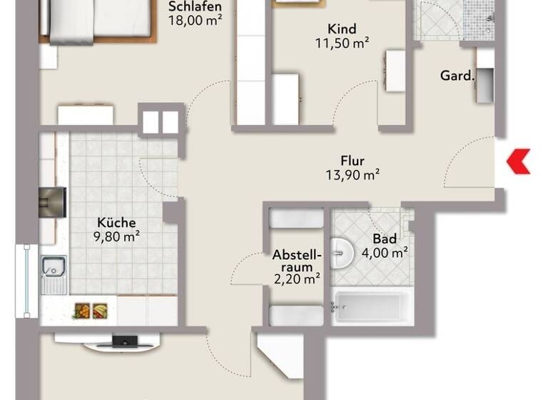 Wohnung zum Kauf 195.000 € 3 Zimmer 88,1 m²<br/>Wohnfläche 2.<br/>Geschoss ab sofort<br/>Verfügbarkeit Ochenbruck Schwarzenbruck 90592