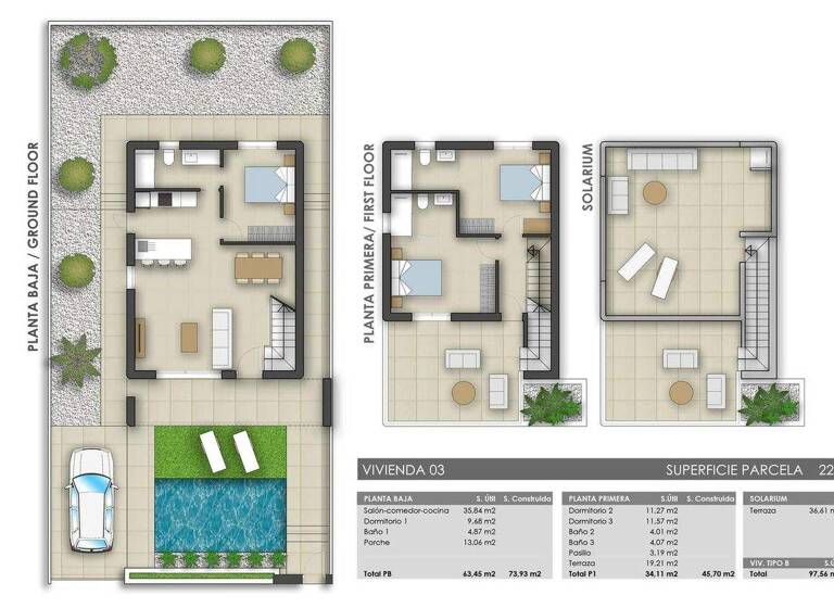 Villa zum Kauf provisionsfrei 439.000 € 4 Zimmer 145 m² 227 m² Grundstück Pilar de la Horadada 03190