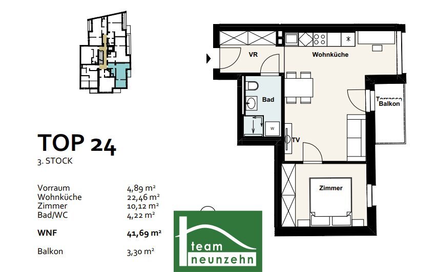 Wohnung zum Kauf 293.343 € 2 Zimmer 41,1 m²<br/>Wohnfläche 3.<br/>Geschoss Baumergasse 2a Wien 1210