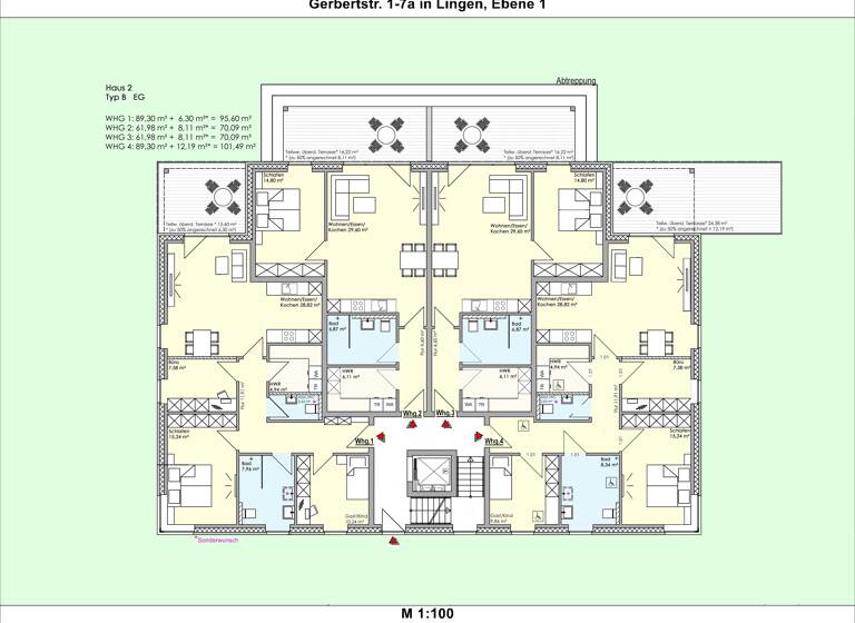Wohnung zum Kauf provisionsfrei 269.851 € 3 Zimmer 70,1 m²<br/>Wohnfläche EG<br/>Geschoss ab sofort<br/>Verfügbarkeit Gerbertstraße 1-7 Lingen Lingen (Ems) 49809