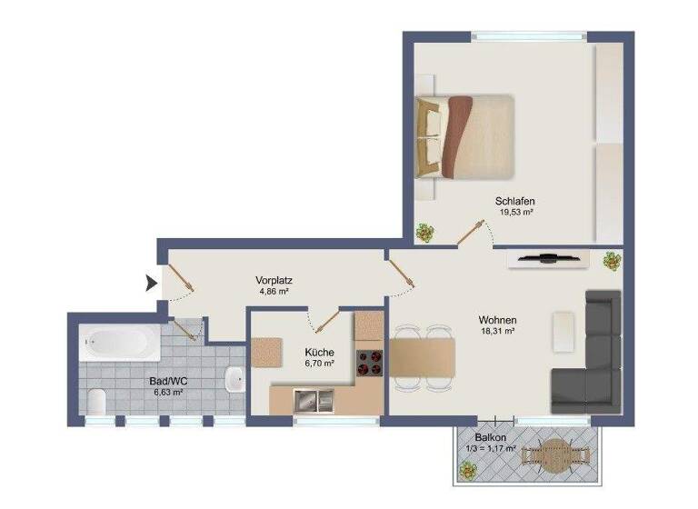 Wohnung zum Kauf 210.000 € 2,5 Zimmer 59,3 m² 2. Geschoss Singen 78224