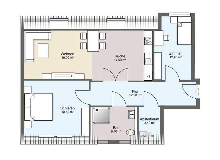 Wohnung zur Miete 1.187 € 3 Zimmer 80 m² 3. Geschoss Alzenau 63755