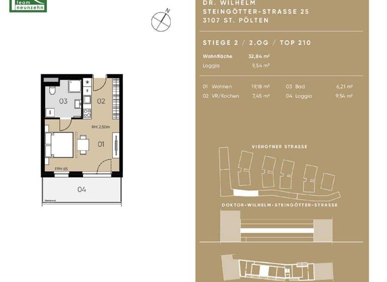 Wohnung zur Miete 444 € 1 Zimmer 32,5 m² 2. Geschoss frei ab 01.05.2026 Doktor-Wilhelm-Steingötter-Straße 25 Viehofen St. Pölten 3100