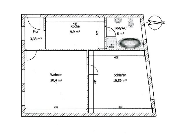 Wohnung zur Miete 330 € 2 Zimmer 51,8 m²<br/>Wohnfläche 2.<br/>Geschoss 01.02.2025<br/>Verfügbarkeit Sieverstorstr.55 Neustädter Bahnhof Magdeburg 39106