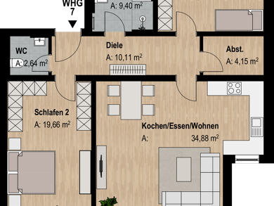 Wohnung zum Kauf - Neubau 466.245 € 3 Zimmer 103,6 m² Abenberg Abenberg 91183