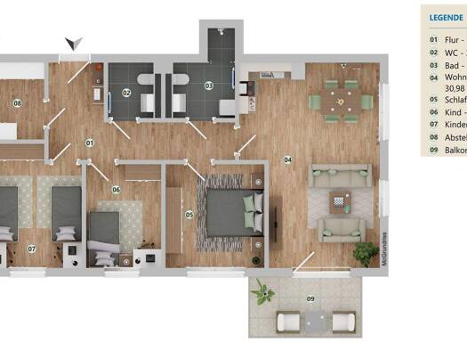 Wohnung zur Miete 566 € 4 Zimmer 94,3 m² 1. Geschoss Zur Steilküste 6 Andershof Stralsund 18439