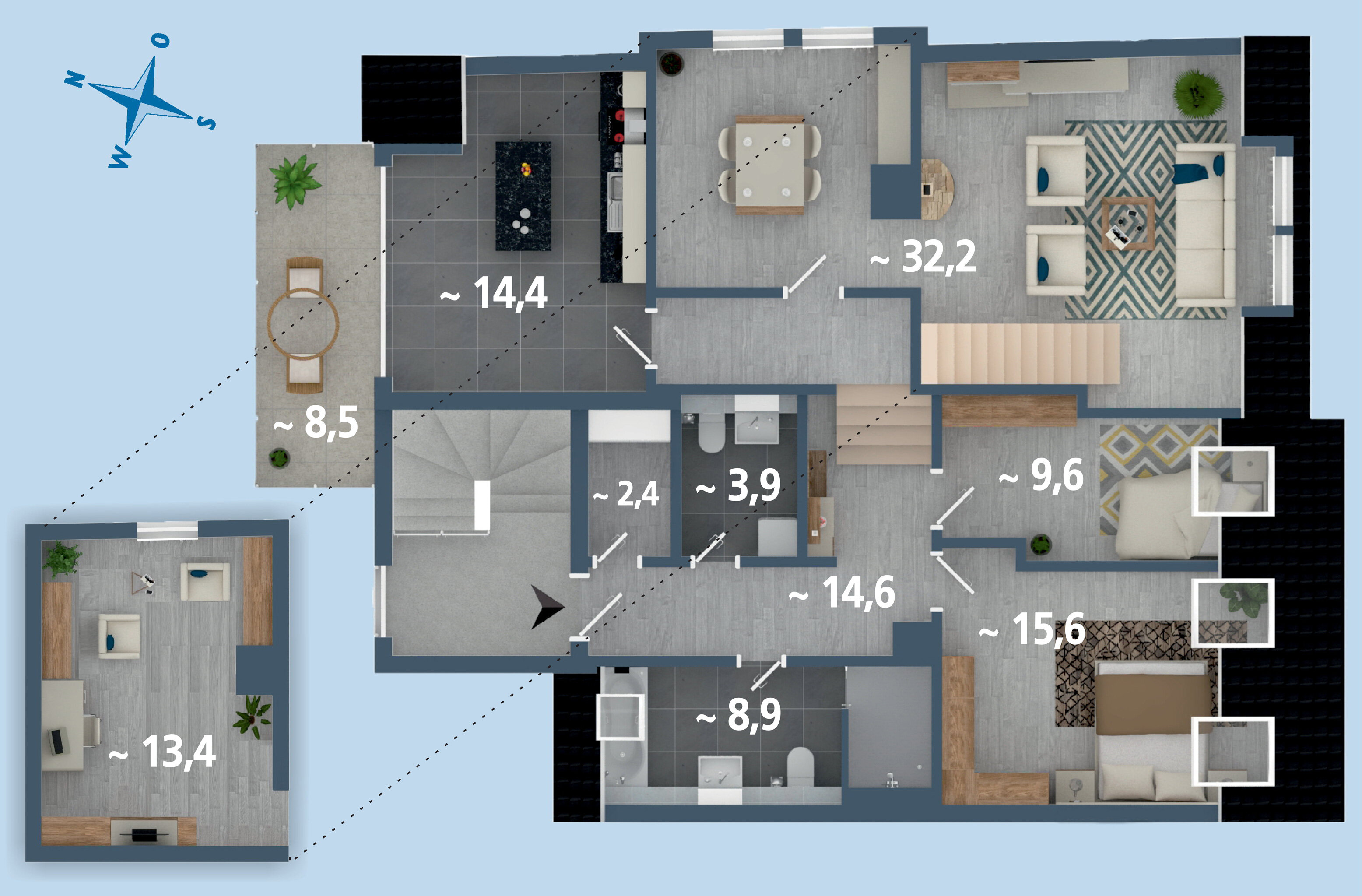 Studio zur Miete 1.100 € 4 Zimmer 119,4 m²<br/>Wohnfläche 3.<br/>Geschoss ab sofort<br/>Verfügbarkeit Uhlandstrasse 15 Clara-Zetkin-Straße / Friedrich-Engels-Straße Gera 07545