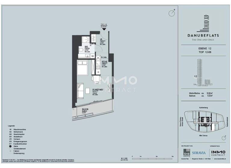 Studio zur Miete - Erstbezug 1.100 € 1 Zimmer 33,9 m² Wien 1220