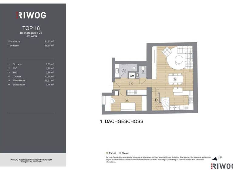 Wohnung zum Kauf - Erstbezug 1.149.000 € 3 Zimmer 91,7 m² 5. Geschoss Bechardgasse Wien 1030