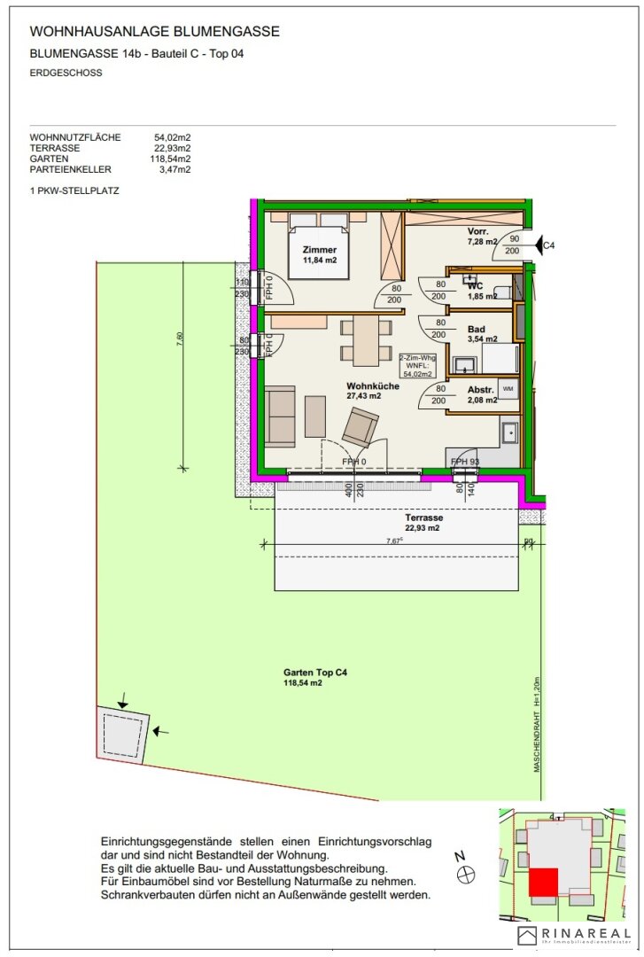 Wohnung zur Miete 681 € 2 Zimmer 54 m²<br/>Wohnfläche EG<br/>Geschoss ab sofort<br/>Verfügbarkeit Wiener Neustadt 2700