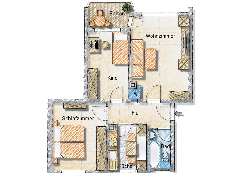 Wohnung zum Kauf 195.000 € 3 Zimmer 57 m² frei ab sofort Friedrichshafen 88046