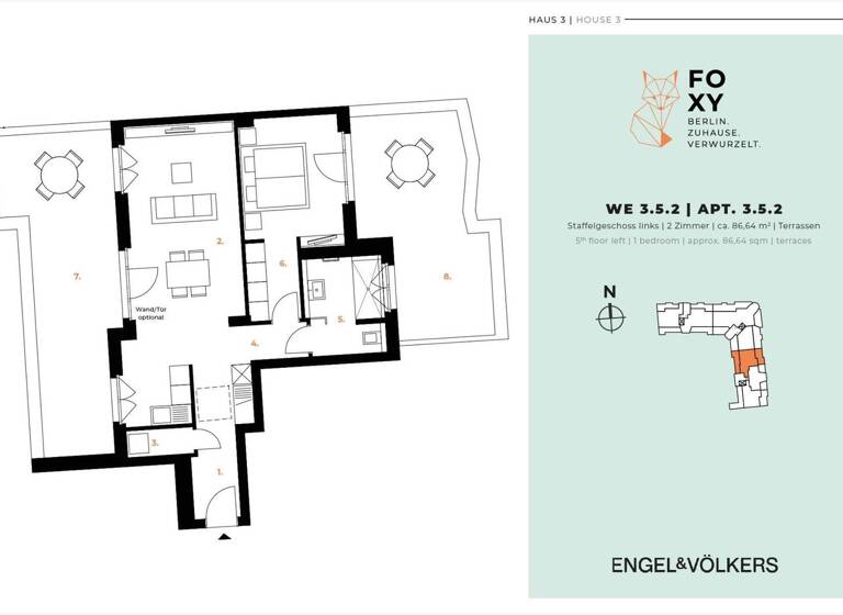 Wohnung zum Kauf provisionsfrei 830.000 € 2 Zimmer 86,6 m² 5. Geschoss Wiesbadener Straße 56K Wilmersdorf Berlin 14197