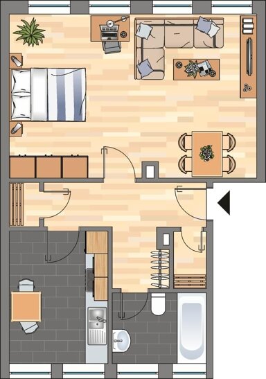 Wohnung zur Miete 439 € 2 Zimmer 50,5 m² 2. Geschoss Ostring 18 Gaarden - Süd / Kronsburg Bezirk 4 Kiel 24143