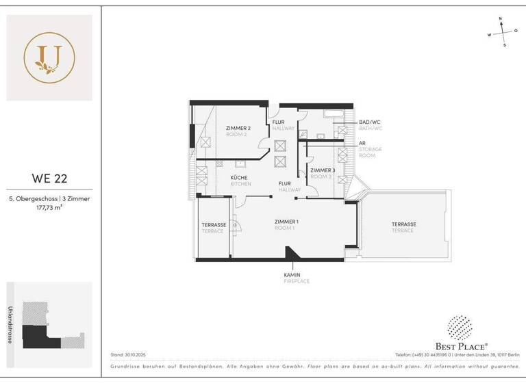 Wohnung zum Kauf provisionsfrei 998.000 € 3 Zimmer 177,7 m² 5. Geschoss Uhlandstraße 136 Wilmersdorf Berlin 10717