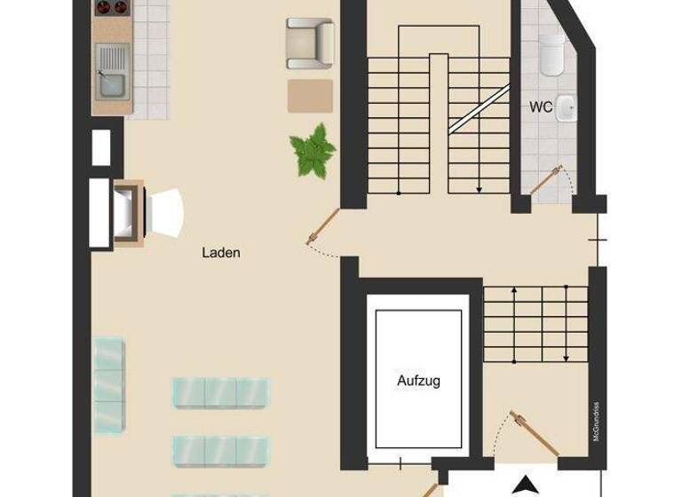 Laden zur Miete 850 € 1 Zimmer 48,1 m² Verkaufsfläche Innenstadt Augsburg 86152