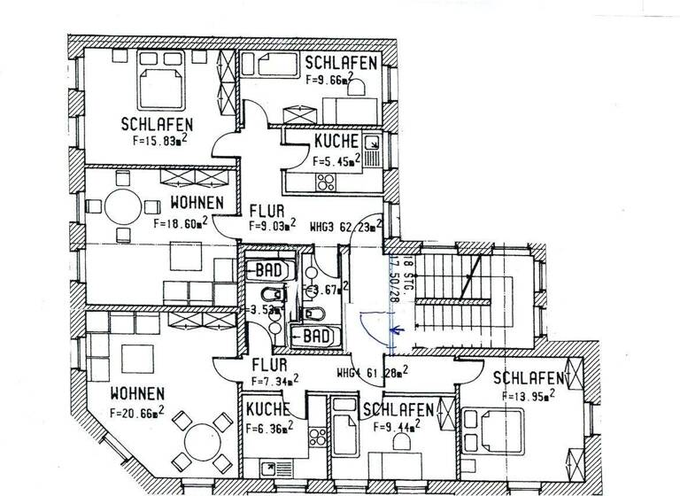 Wohnung zur Miete 850 € 6 Zimmer 124 m² 3. Geschoss Debschwitz Gera 07548