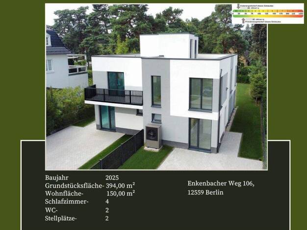 Doppelhaushälfte zum Kauf - Erstbezug provisionsfrei 665.000 € 5,5 Zimmer 150 m² 394 m² Grundstück Enkenbacher Weg 106 Müggelheim Berlin 12559