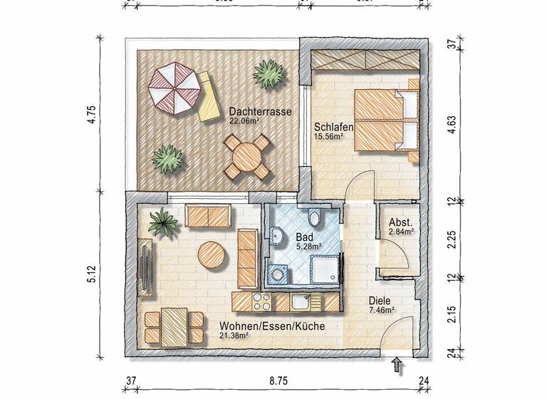 Wohnung zum Kauf 259.000 € 2 Zimmer 62,4 m²<br/>Wohnfläche 1.<br/>Geschoss Neuendettelsau Neuendettelsau 91564