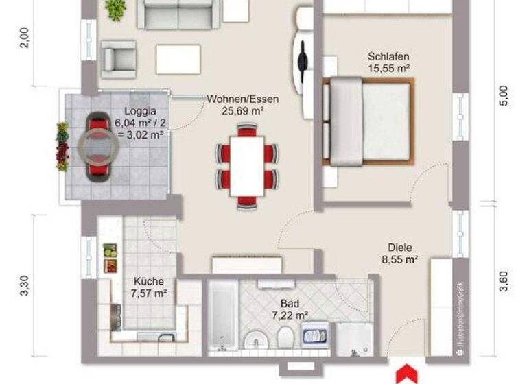Wohnung zur Miete 910 € 2 Zimmer 65 m² 1. Geschoss frei ab 01.05.2026 Friesenstraße 14 Lechhausen Augsburg 86165