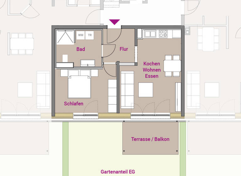 Wohnung zum Kauf - Neubau 269.900 € 2 Zimmer 52,4 m²<br/>Wohnfläche EG<br/>Geschoss Roth Roth 91154
