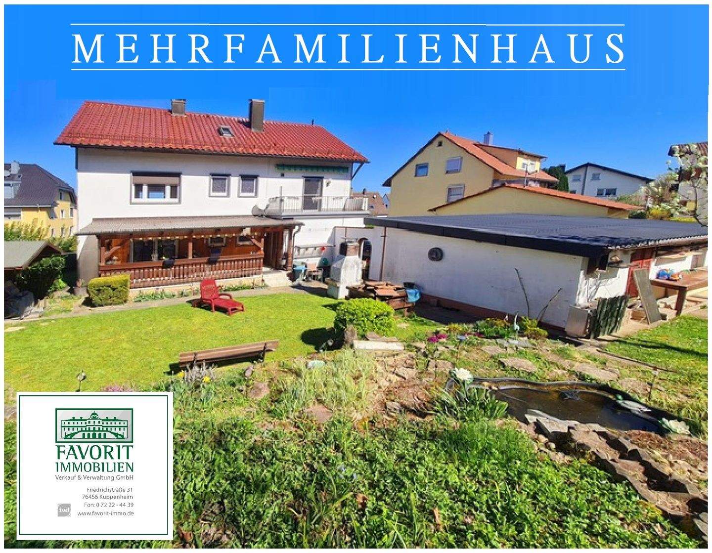 Immobilie in Kuppenheim - Mehrfamilienhaus / Maisonette-Wohnung und großes Gartengrundstück  - Bild 0