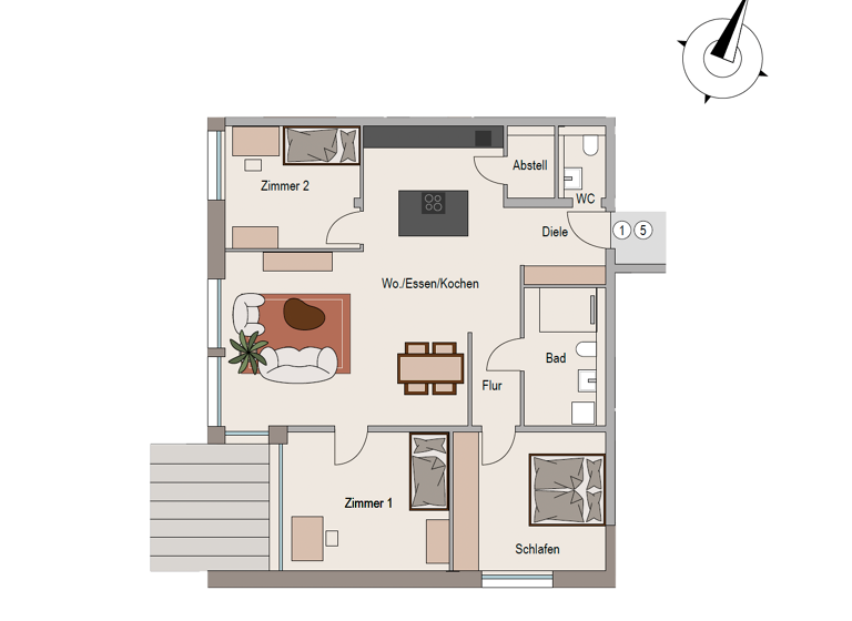 Wohnung zur Miete - Erstbezug 1.540 € 4 Zimmer 114,1 m² 1. Geschoss frei ab 01.03.2026 Hauptstraße 62 Neckarwestheim 74382
