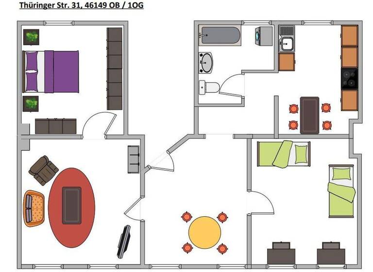 Wohnung zur Miete 1.000 € 4 Zimmer 88 m² 1. Geschoss Thüringer Str. 31 Buschhausen Oberhausen 46149
