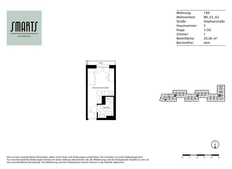 Wohnung zur Miete 495 € 1 Zimmer 20,1 m²<br/>Wohnfläche 3.<br/>Geschoss 16.05.2025<br/>Verfügbarkeit Stephanstraße 5 St Peter Nürnberg 90478