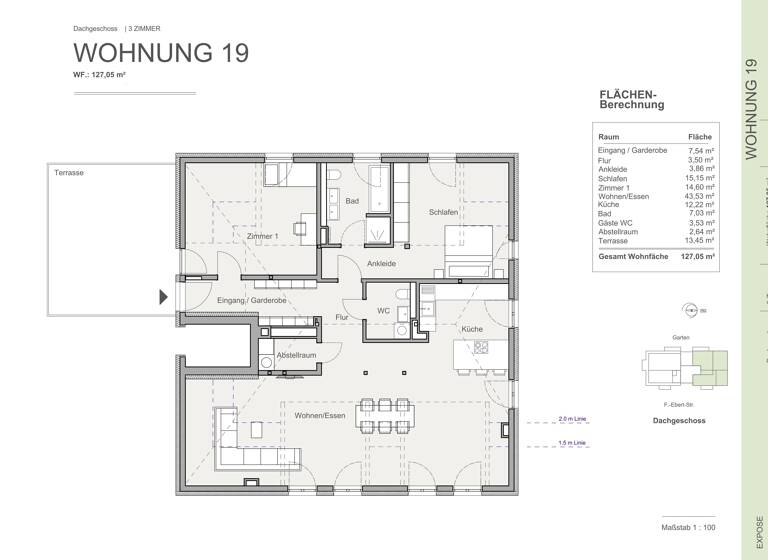 Penthouse zum Kauf - Erstbezug provisionsfrei als Kapitalanlage geeignet 599.999 € 3 Zimmer 126,9 m² Friedrich Ebert Straße 9 Nordvorstadt Weimar 99423