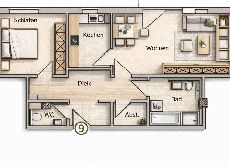 Wohnung zur Miete 995 € 2 Zimmer 62,9 m² 3. Geschoss frei ab sofort Stuttgarter Str. 30 Mitte Ludwigsburg 71638
