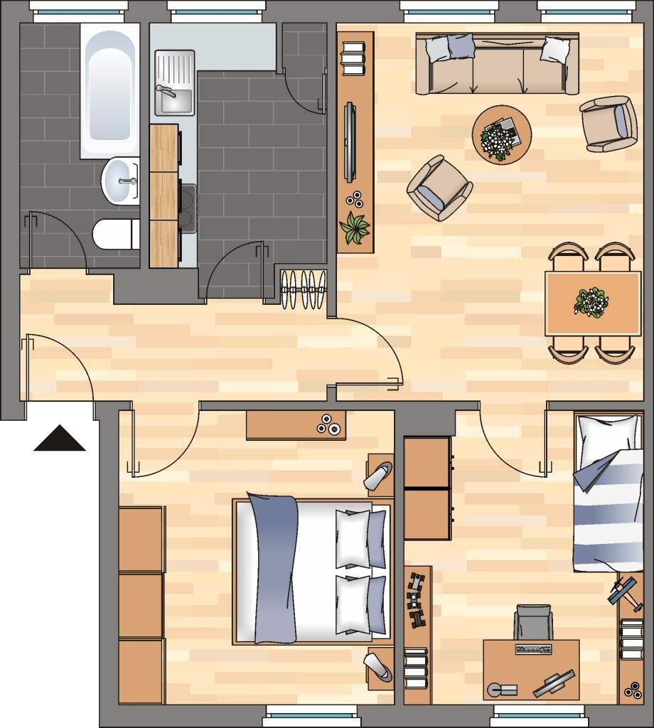 Wohnung zur Miete 356 € 3 Zimmer 56,2 m²<br/>Wohnfläche 1.<br/>Geschoss Tilsiter Straße 31 Bant Wilhelmshaven 26389