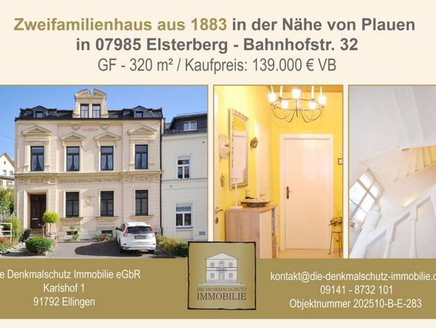 Mehrfamilienhaus zum Kauf 139.000 € 7 Zimmer 273 m² 320 m² Grundstück Bahnhofstraße 32 Elsterberg Elsterberg 07985