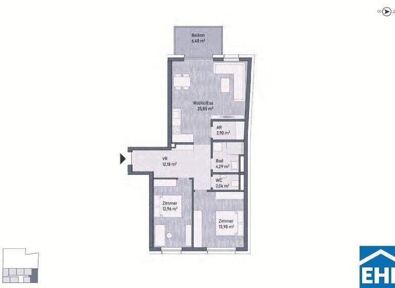 Wohnung zum Kauf - Erstbezug 334.652 € 3 Zimmer 74,1 m² 1. Geschoss Eggenberg Graz 8020