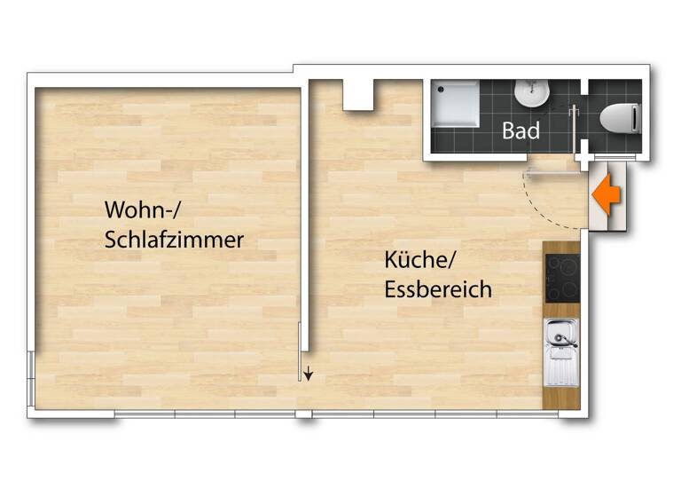Wohnung zur Miete 810 € 2 Zimmer 43,9 m² 1. Geschoss frei ab 15.04.2026 Weisenau Mainz 55130