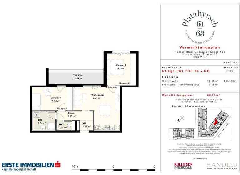 Wohnung zur Miete 964 € 2 Zimmer 68,7 m² Hirschstettner Straße 63 Wien 1220