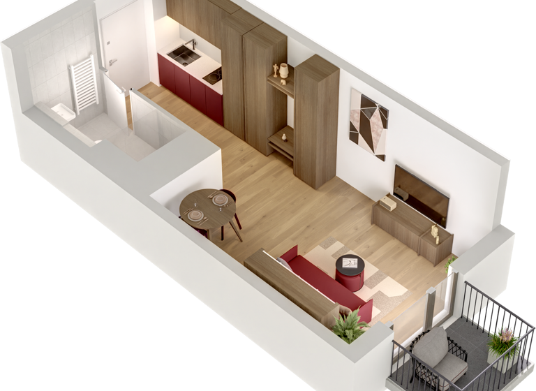 Studio zur Miete - Erstbezug 1.139 € 1 Zimmer 28 m² Buschkrugallee 64 Britz Berlin 12359