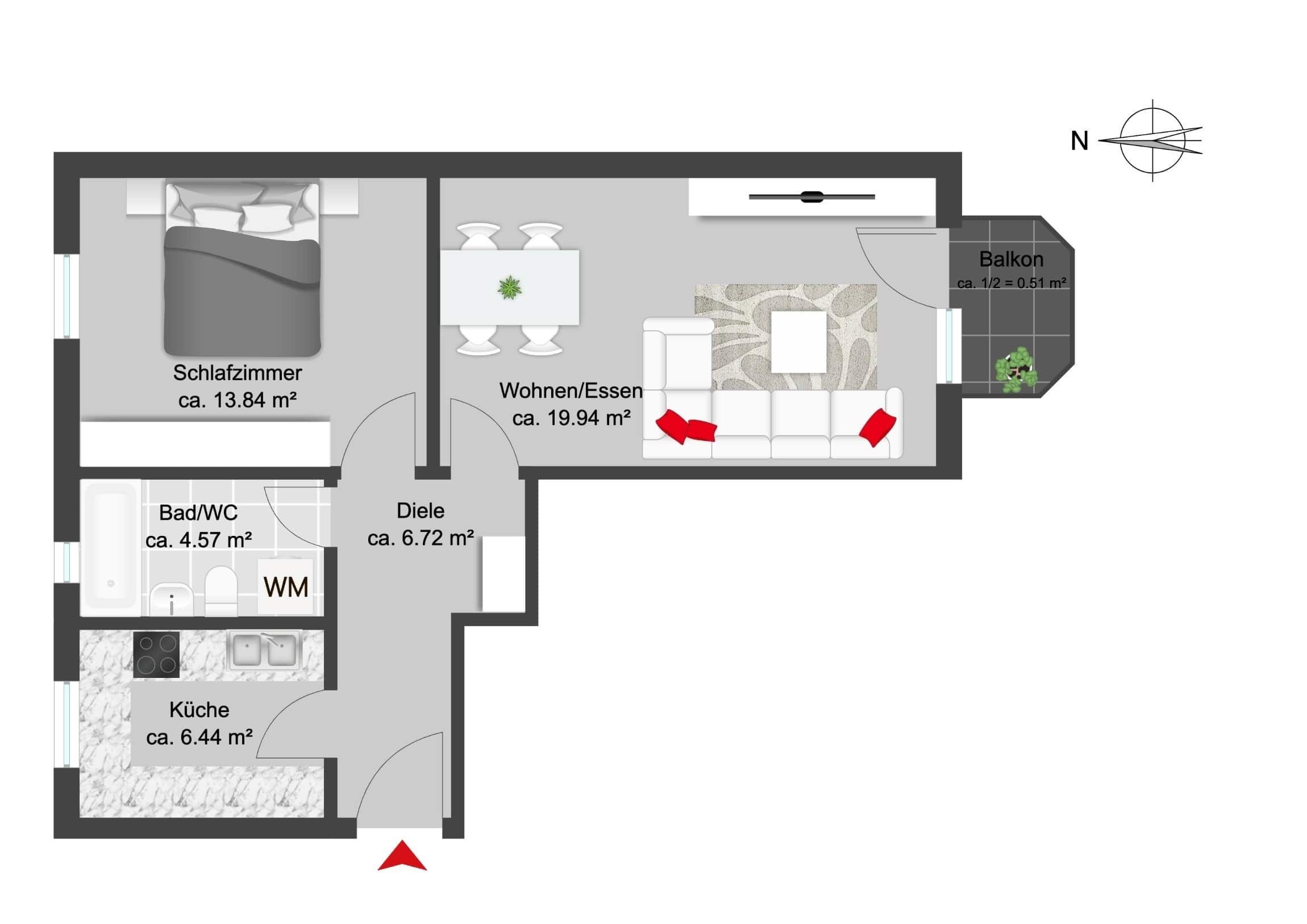 Wohnung zum Kauf 320.000 € 2 Zimmer 53,5 m²<br/>Wohnfläche 1.<br/>Geschoss Altbogenhausen München 81679